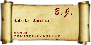 Babitz Janina névjegykártya